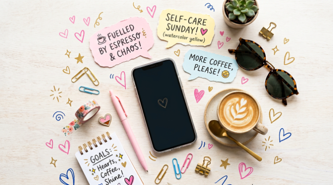 Playful notes and phone representing fun flirting messages.