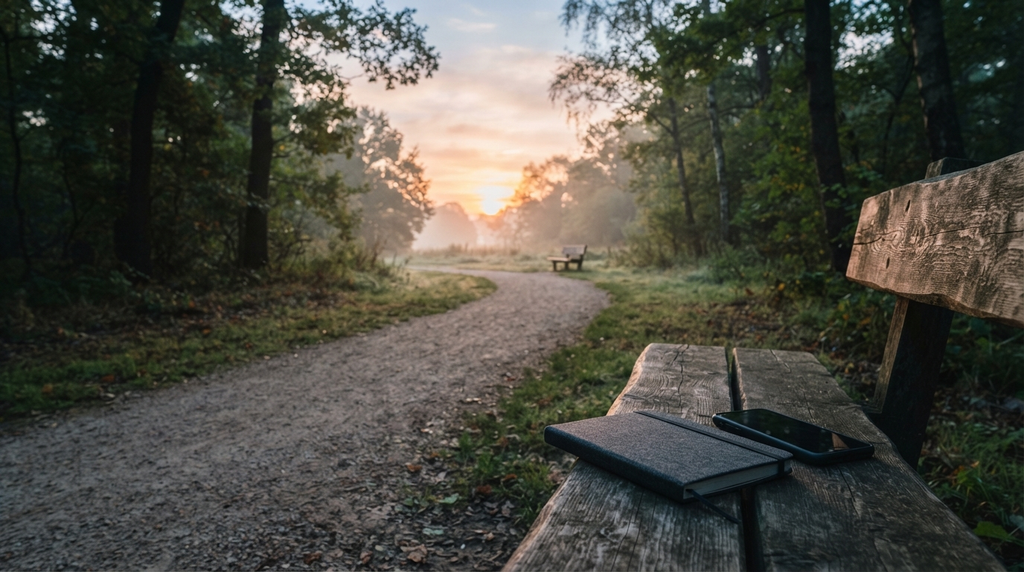 Quiet path and closed phone representing moving forward.