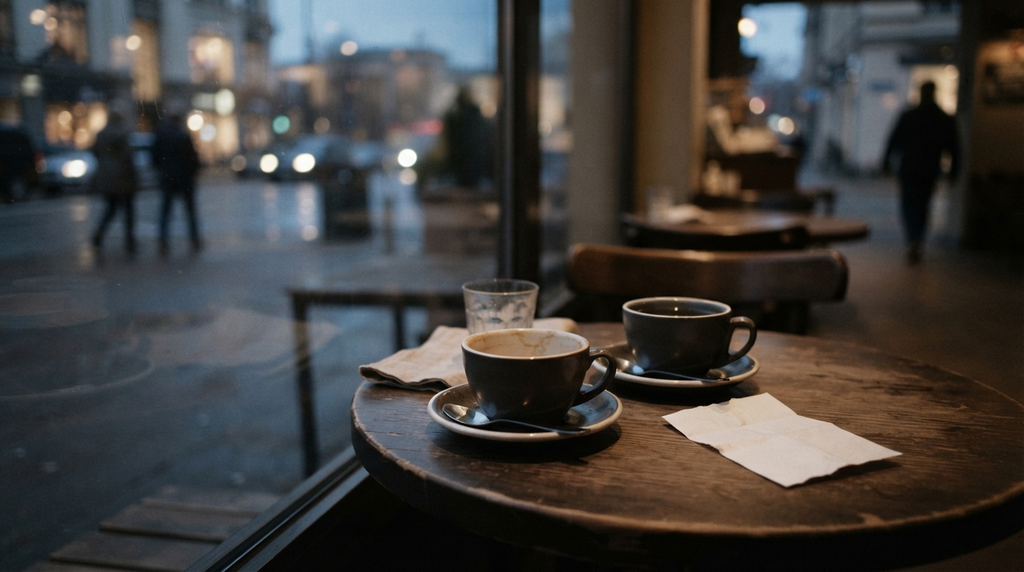 Two café cups with one left untouched.